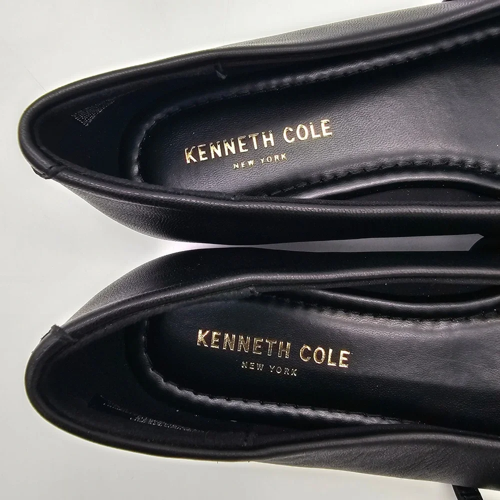 Kenneth Cole Magnolia Mary Jane Flats Womens 7 Black Leather Square Toe Buckle